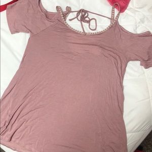 Pink cropped shoulder shirt